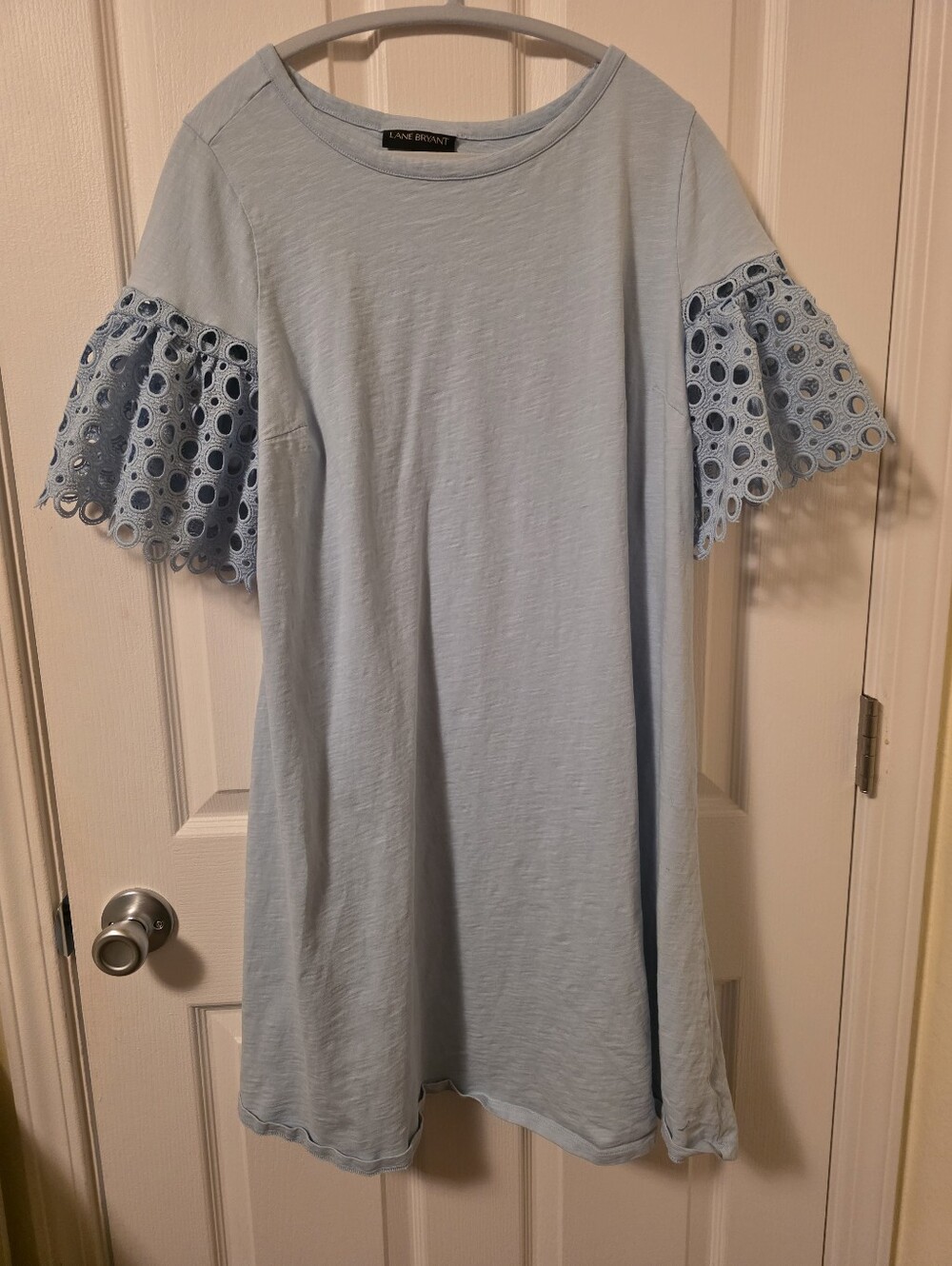 Lane Bryant Light Blue Eyelet Sleeve Shift Dress